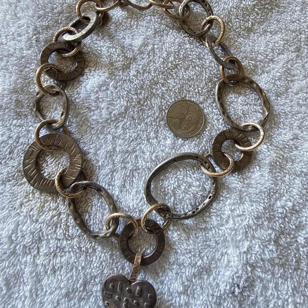 Elegant Bronze Heart Pendant Necklace